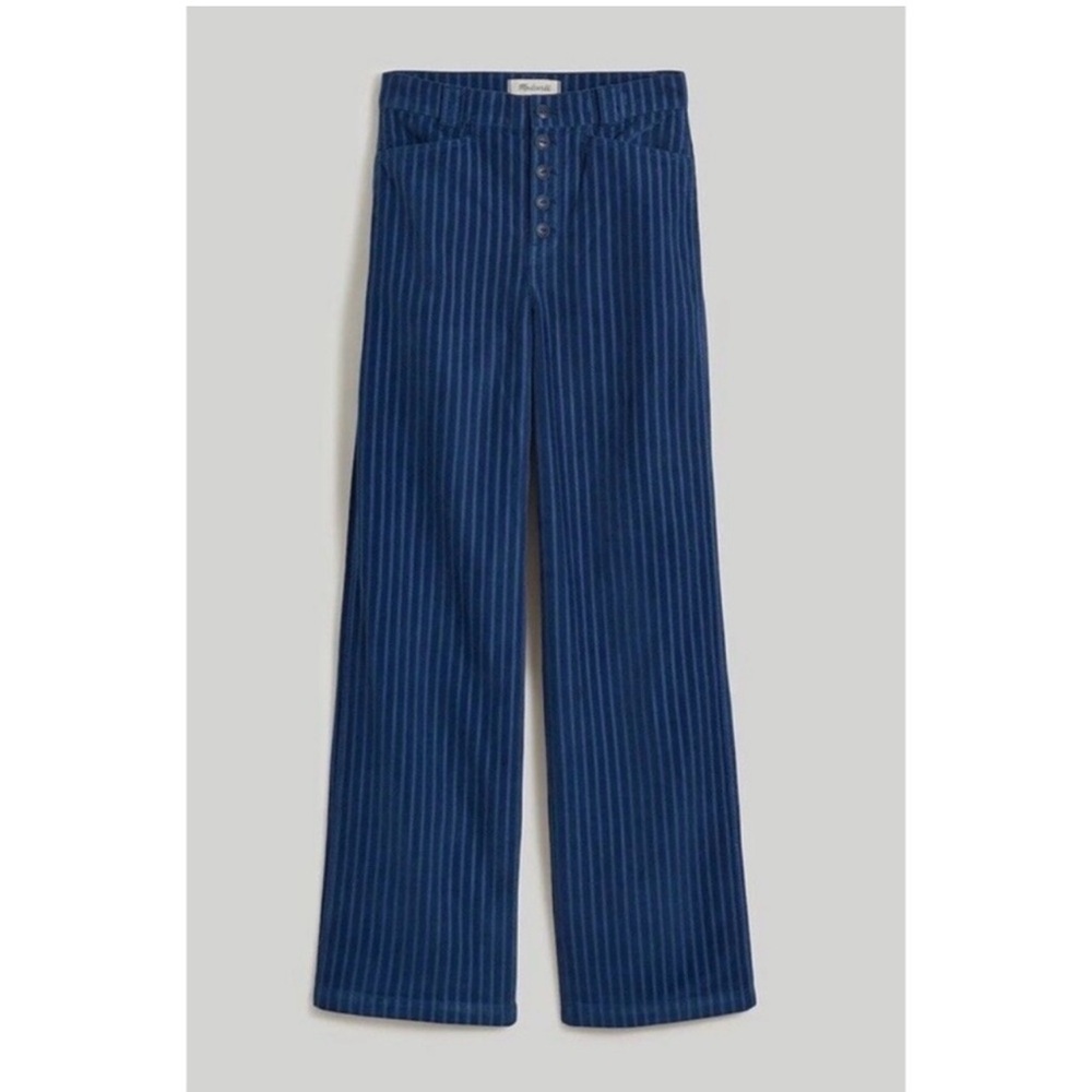 Madewell Emmett 2.0 Wide Leg Pants Blue Corduroy Stripe